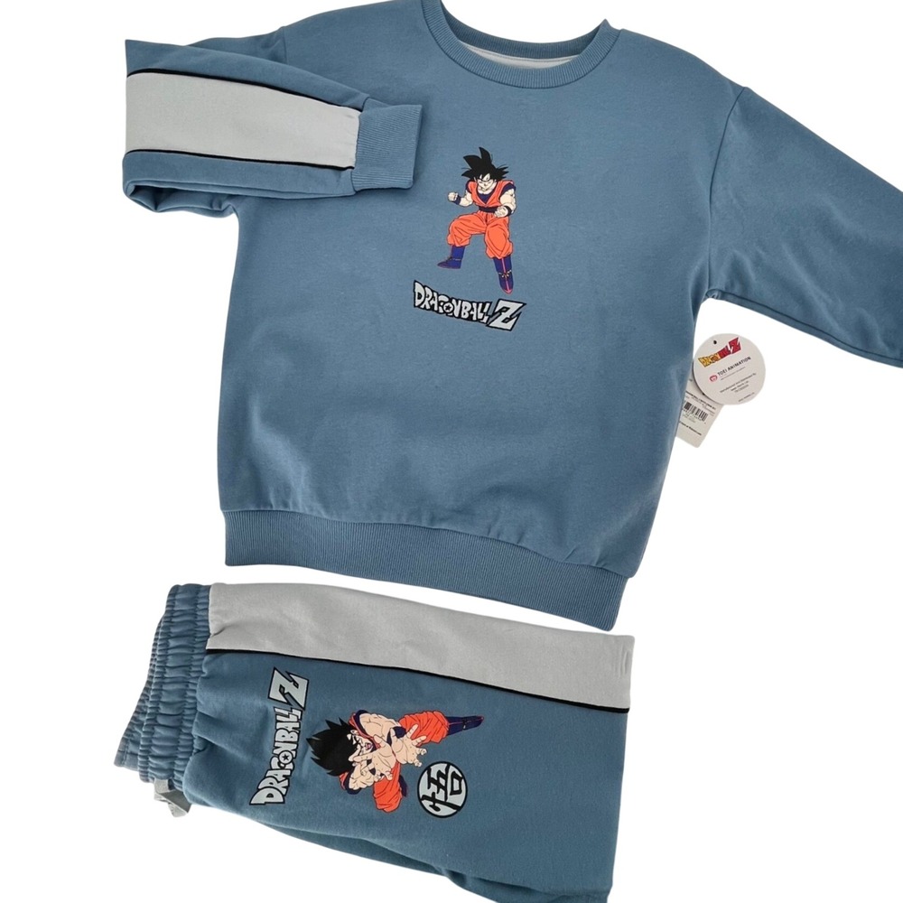 Dragon Ball Z Crew Set Boys Size 8 Blue Goku Graphic Sweatshirt Joggers 2pc NEW
